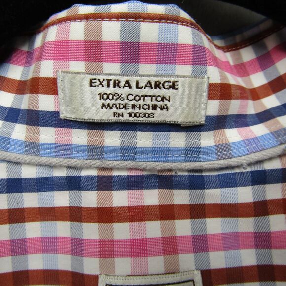Peter Millar Shirt Men Extra Large Button Down Plaid Seaside Finish Short Sleeve - Picture 5 of 9